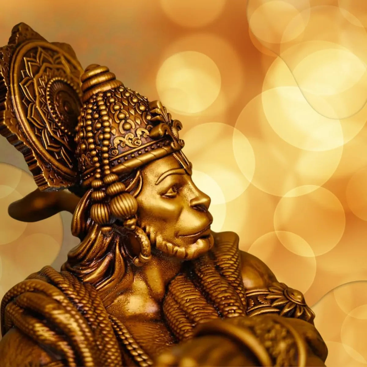 Golden Resin Bahubali Hanuman Idol – 4 Inch Dashboard & Home Decor