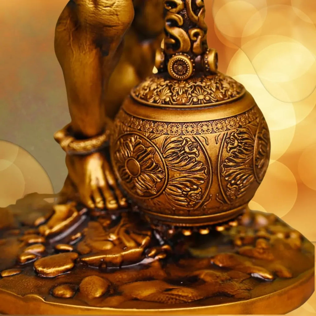 Golden Resin Bahubali Hanuman Idol – 4 Inch Dashboard & Home Decor