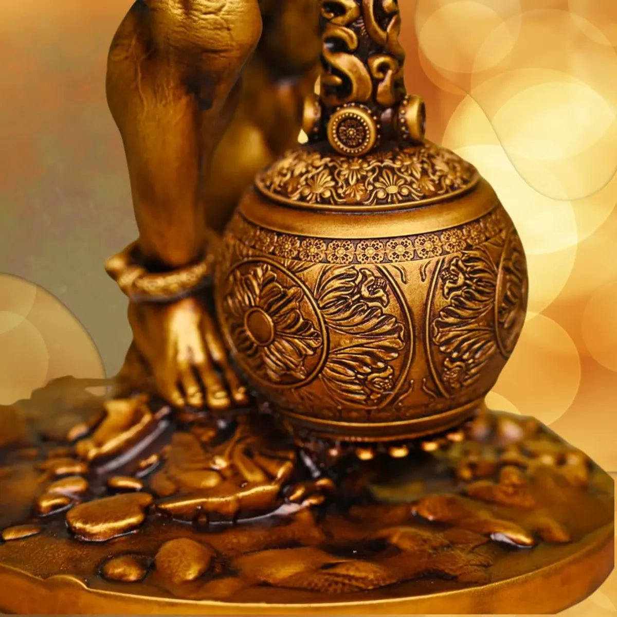 Golden Resin Bahubali Hanuman Idol – 4 Inch Dashboard & Home Decor